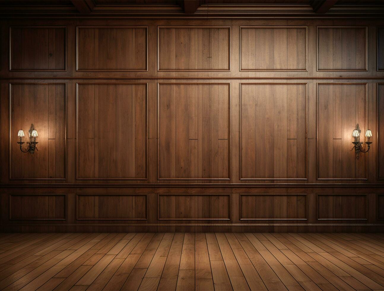 esvaziar moderno interior de madeira parede fundo frente Visão ai gerado foto