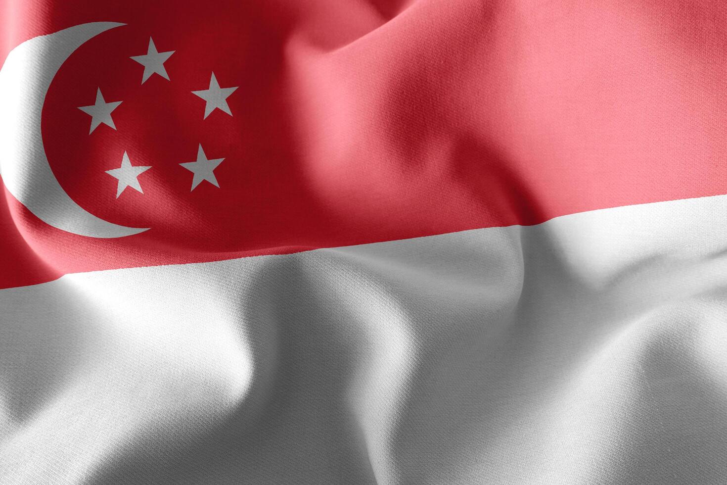 Bandeira de ilustração de renderização 3D de Singapura. foto