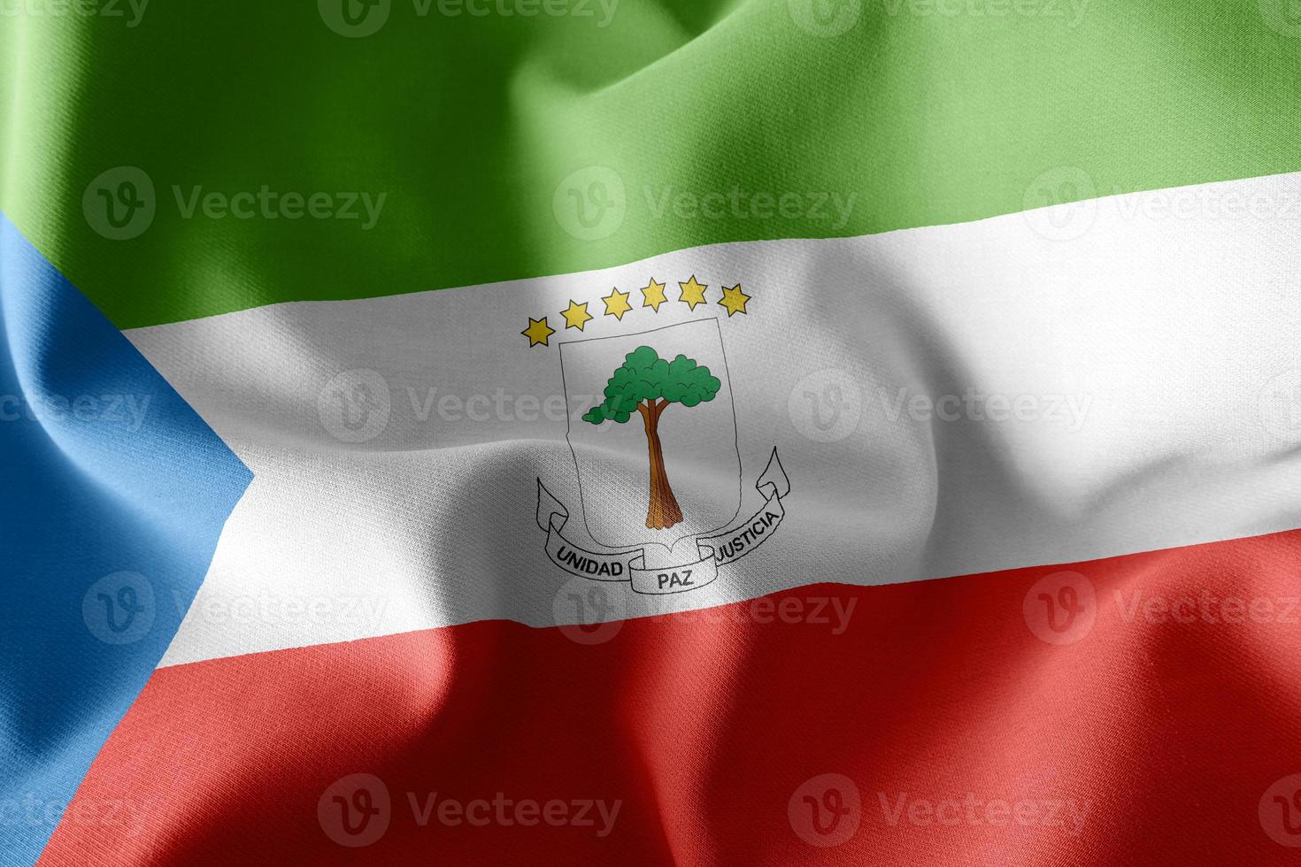 Renderização 3D ilustração closeup bandeira da Guiné Equatorial. foto