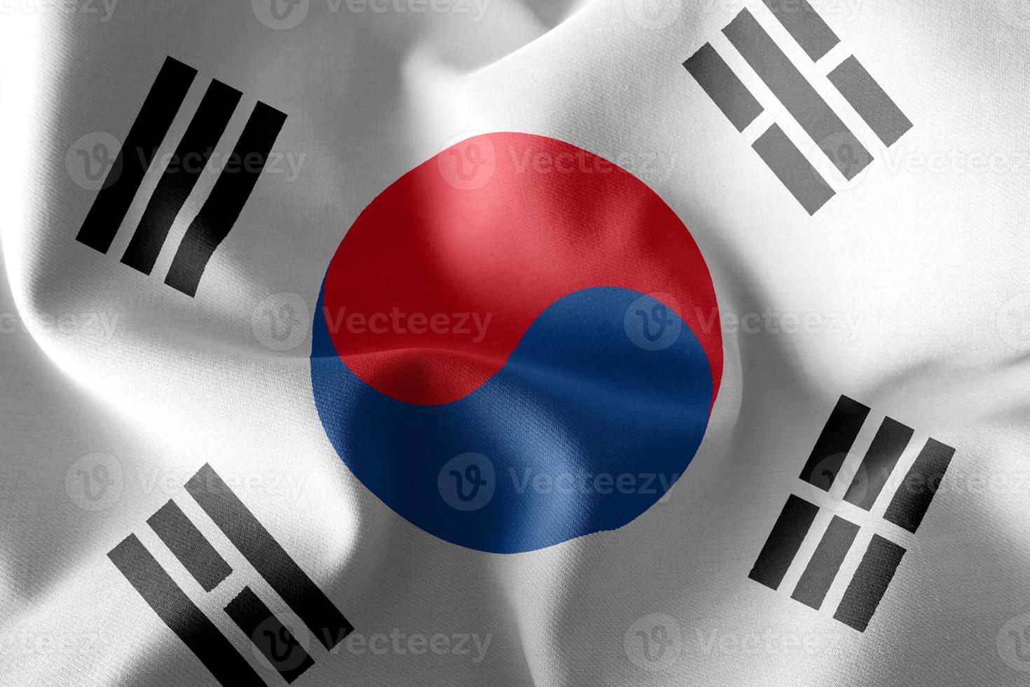 Bandeira de ilustração de renderização 3D da Coreia do Sul. foto