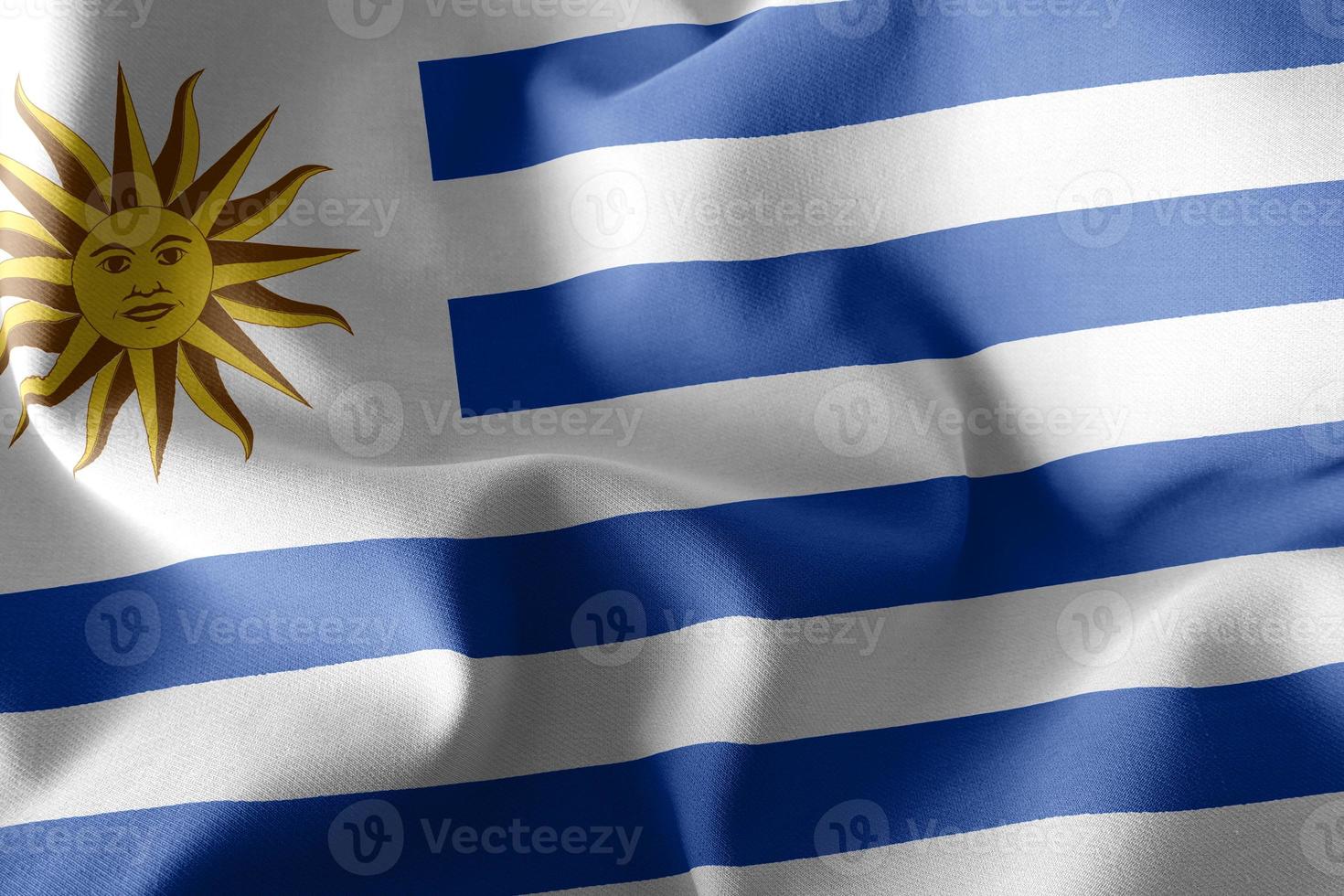 Renderização 3D ilustração bandeira do Uruguai foto