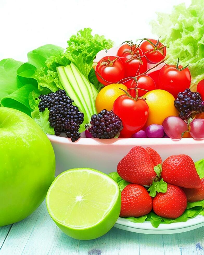 ai gerado delicioso fresco frutas e legumes livre foto
