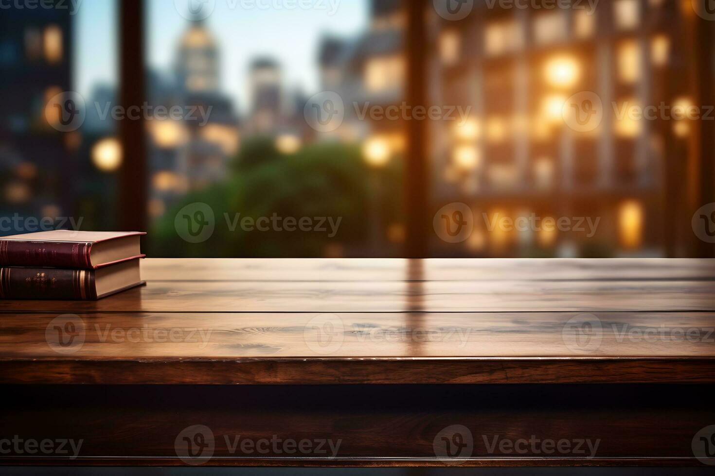 rústico de mesa com literário acentos, livresco fundo, ai gerado foto