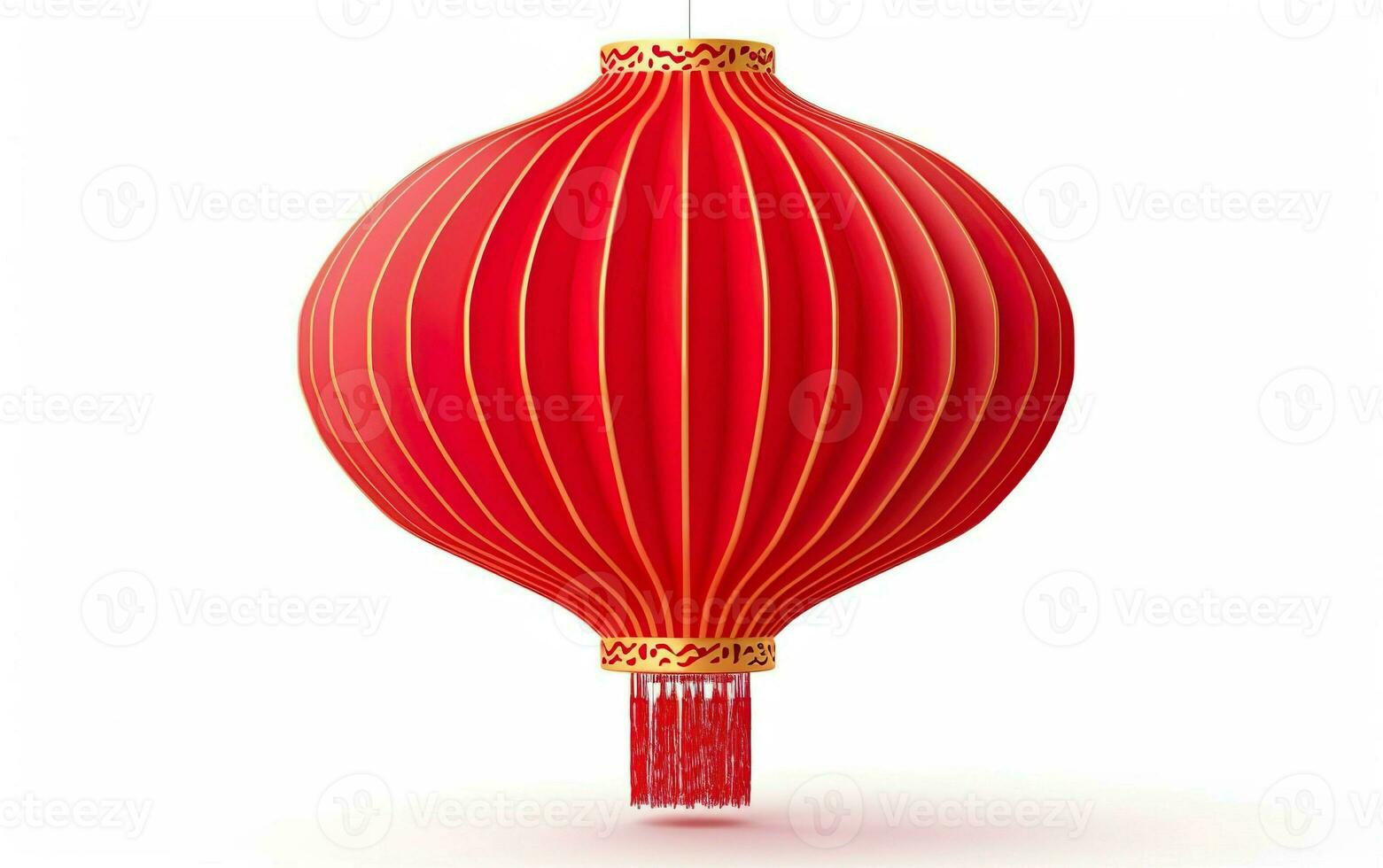 feliz chinês Novo ano poster. grande chinês tradicional vermelho lanterna isolado em branco fundo. ásia origami papel decoração. ai generativo foto