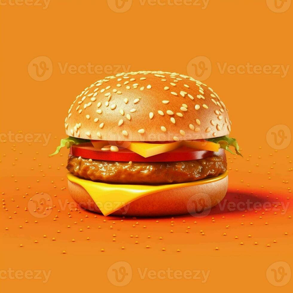 uma Hamburger em a laranja fundo gerado com ai foto