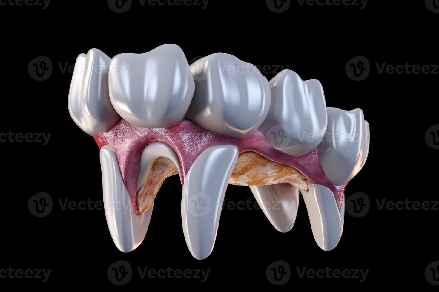 uma dente dentro uma Preto fundo gerado com ai foto