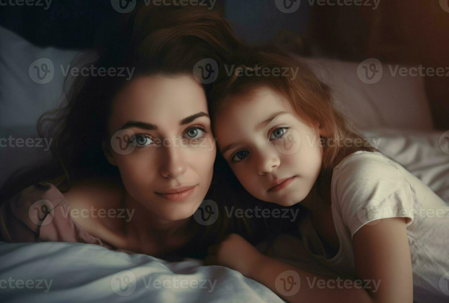 lindo jovem mãe com dela filha afeição amar. gerar ai foto
