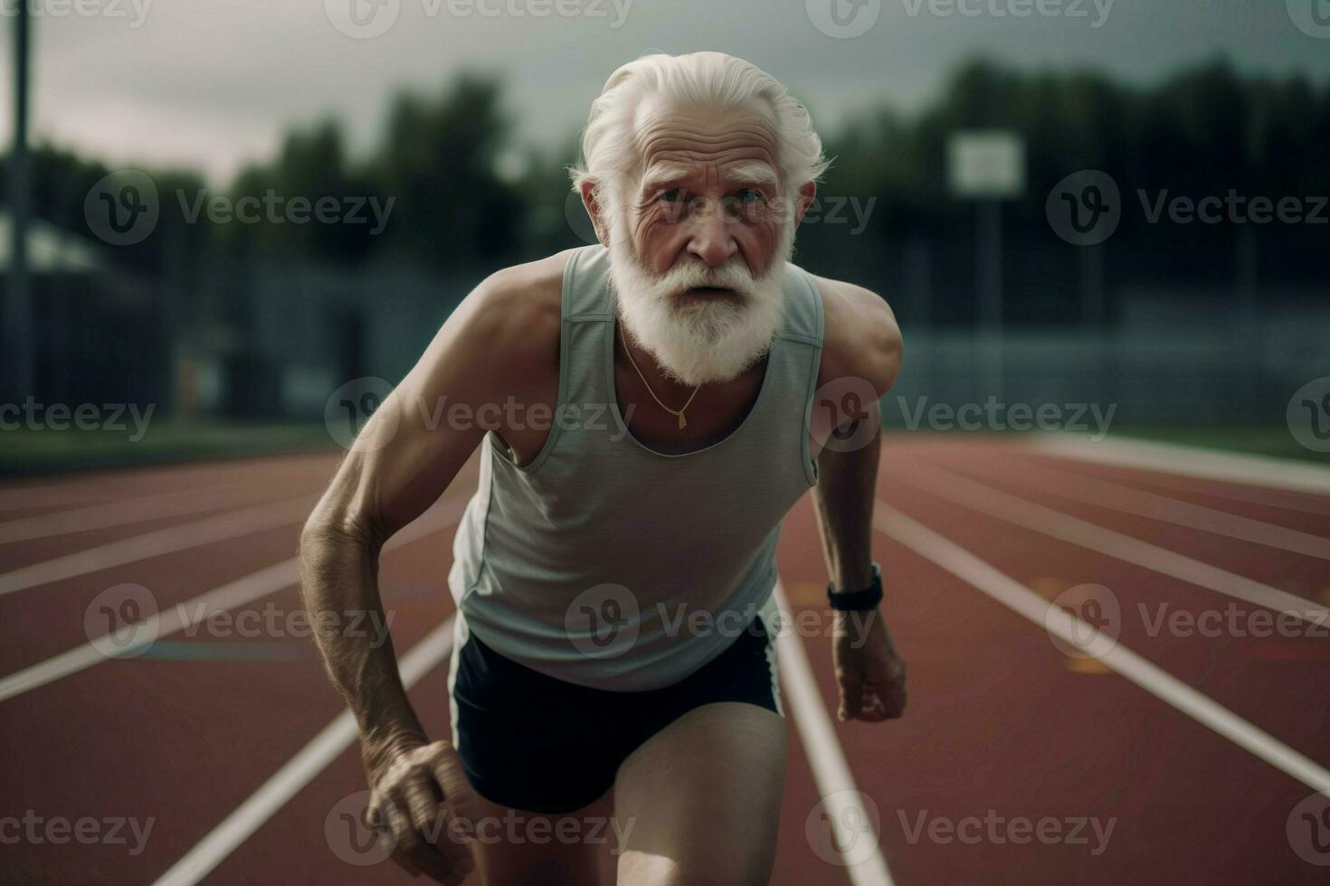 envelhecido atleta corrida rastrear saudável. gerar ai foto
