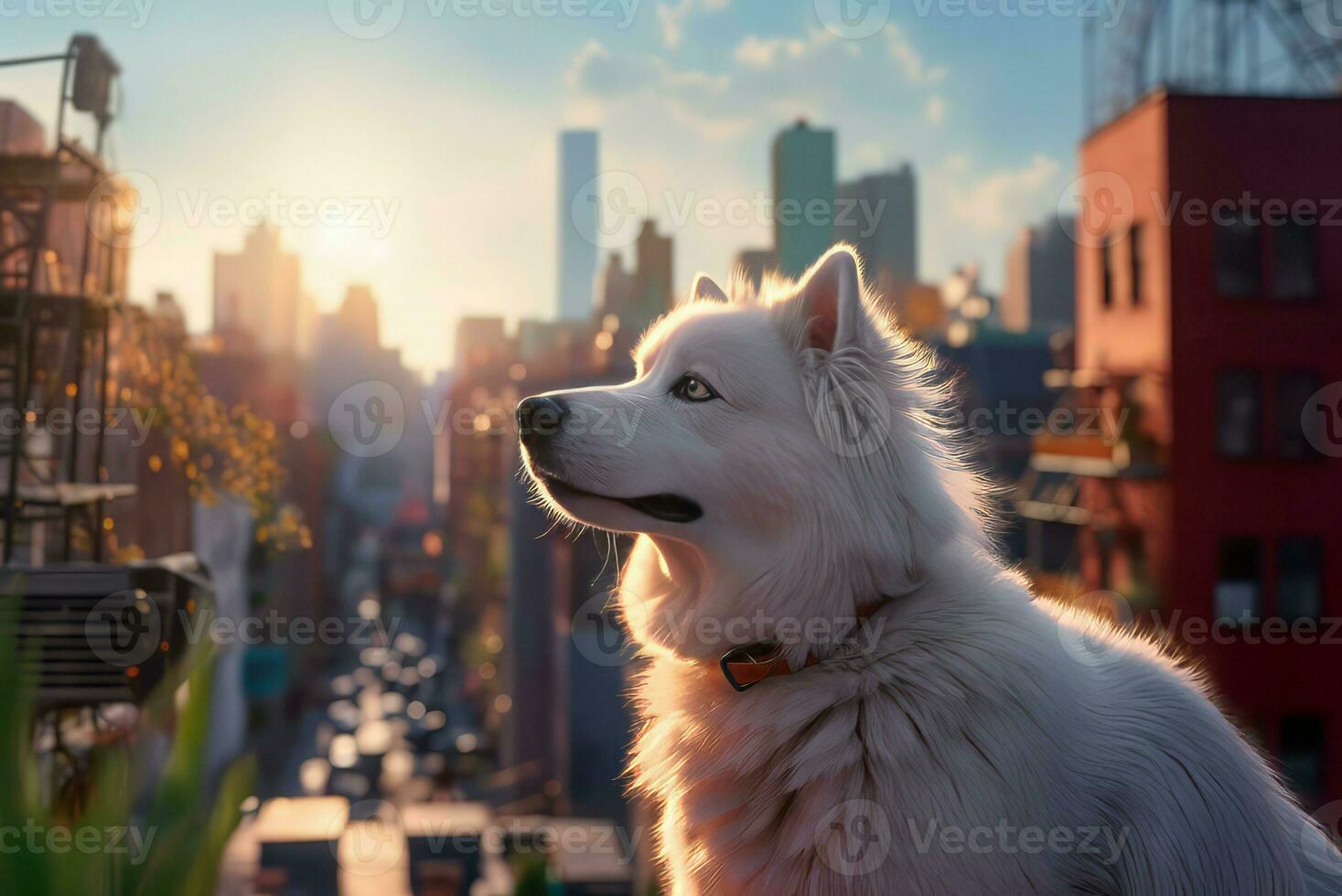 cachorro animação cidade engraçado visualizar. gerar ai foto