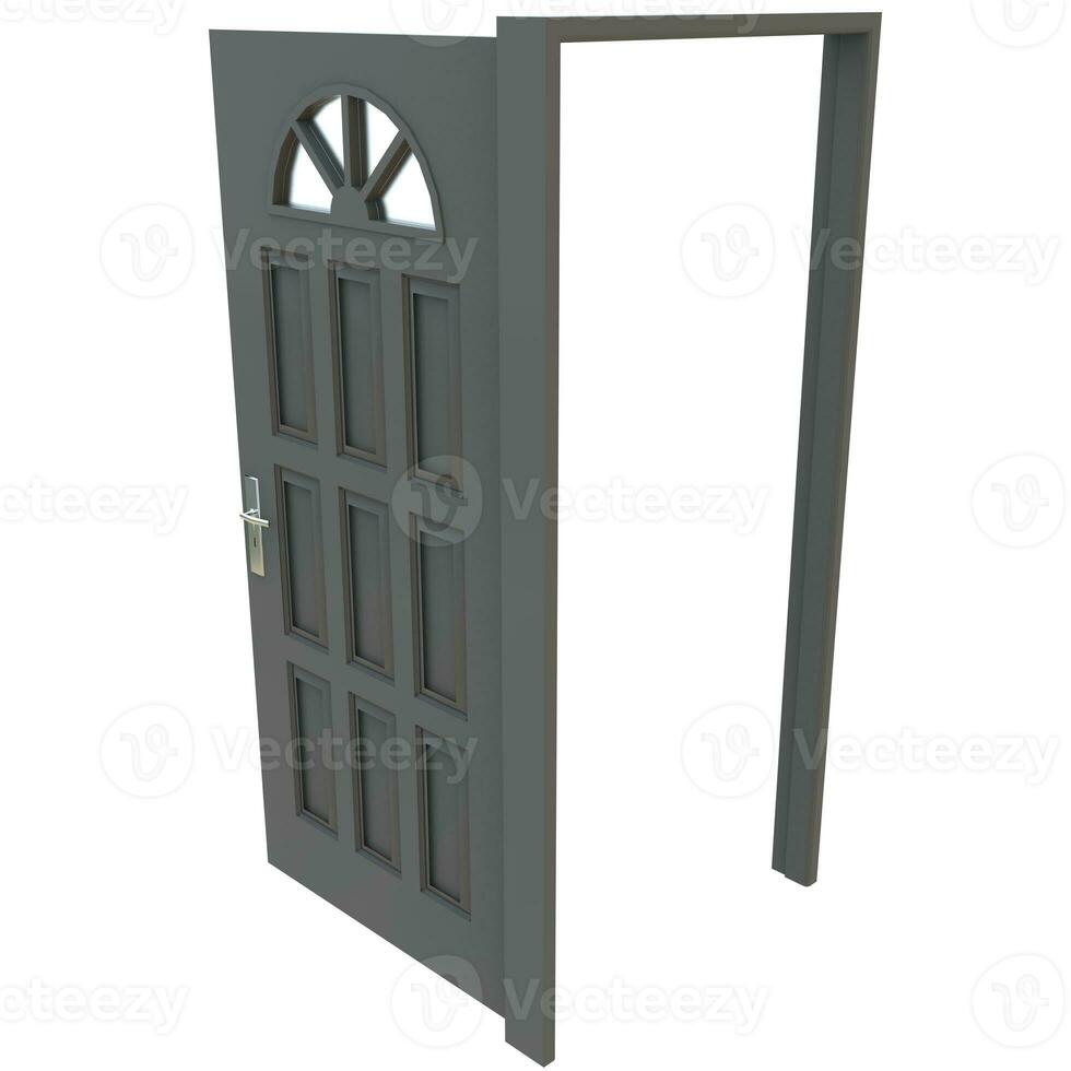 cinzento porta acessível Porta de entrada em isolado branco pano de fundo foto