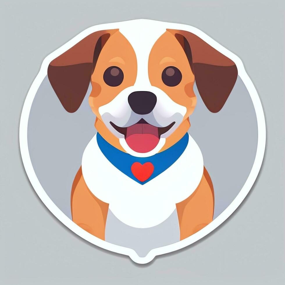 ai gerado fofa cachorro avatar ícone grampo arte adesivo decoração simples fundo foto