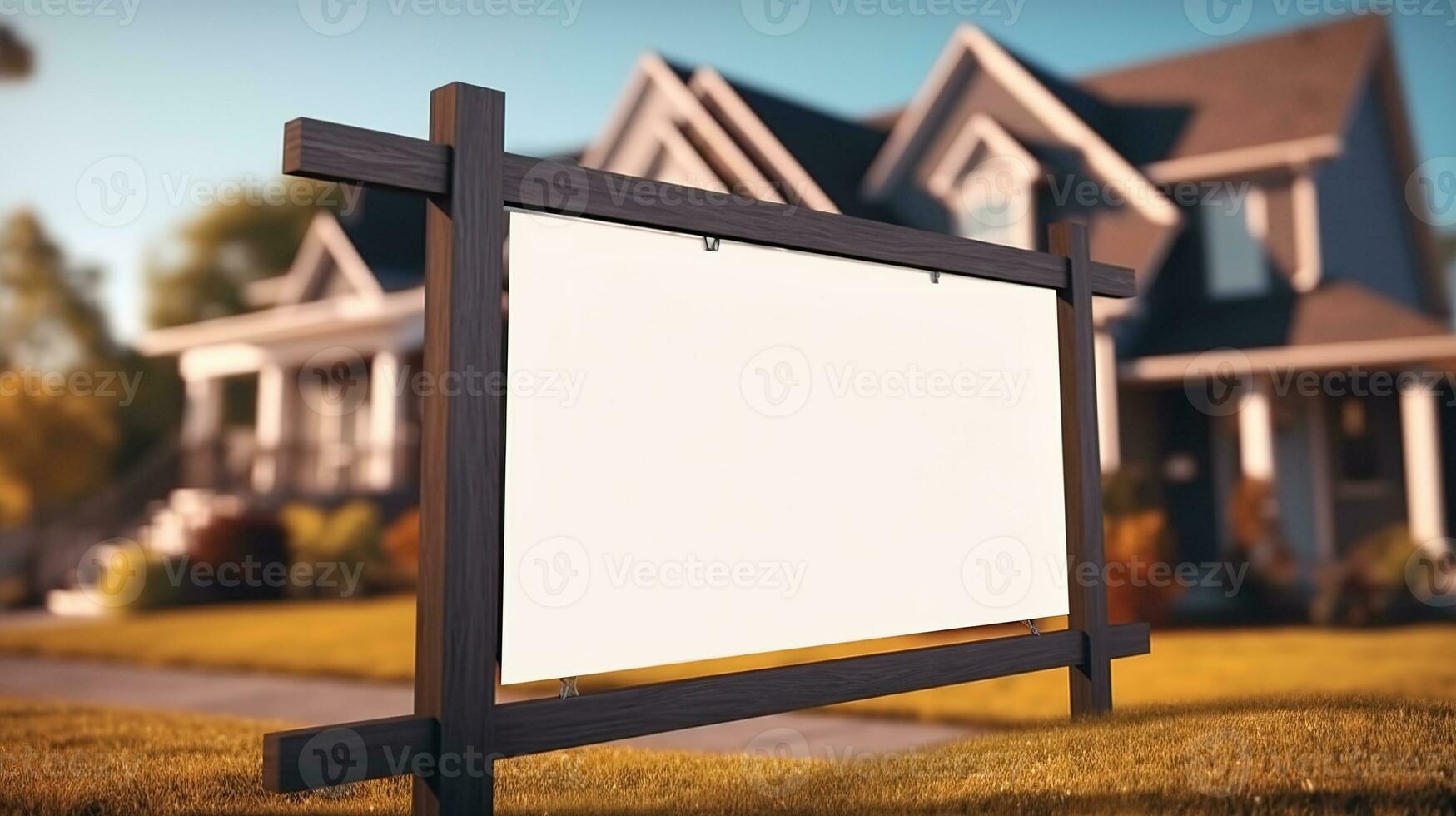 ai gerado generativo ai, real Estado rua placa ou bandeira zombar acima, para venda em branco foto