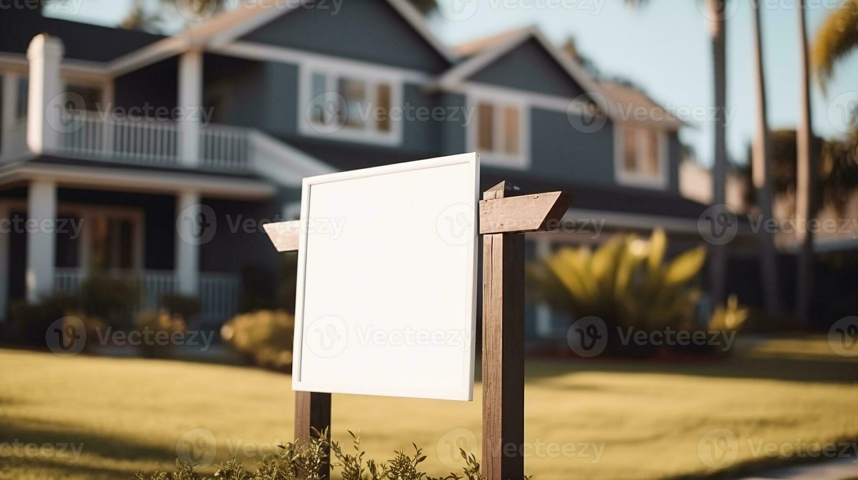 ai gerado generativo ai, real Estado rua placa ou bandeira zombar acima, para venda em branco foto