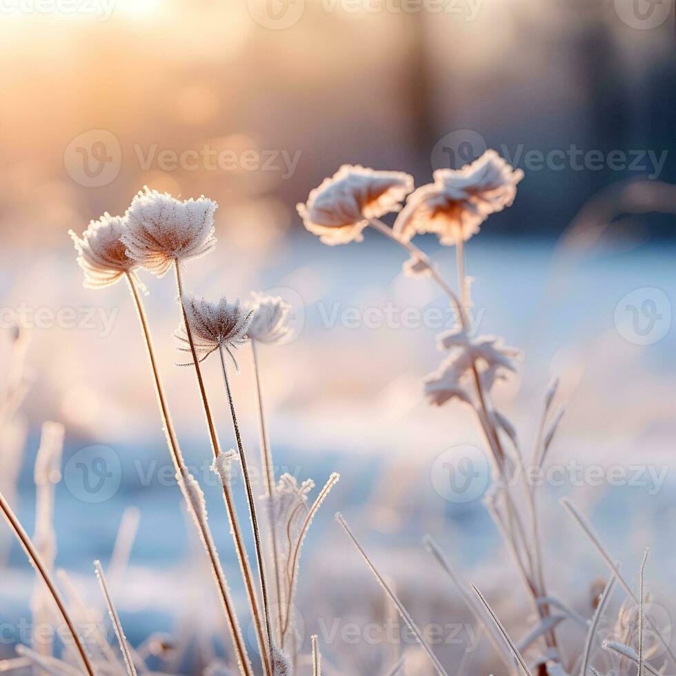 ai gerado lindo flor com inverno fundo. foto