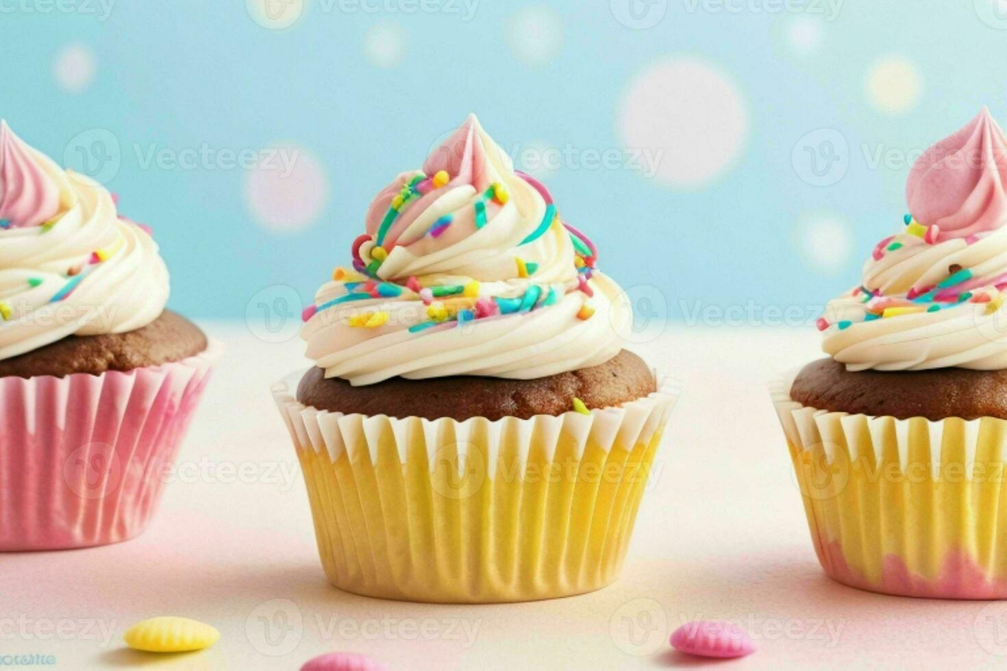 ai gerado Bolinho com colorida creme e doce. ai generativo pró foto