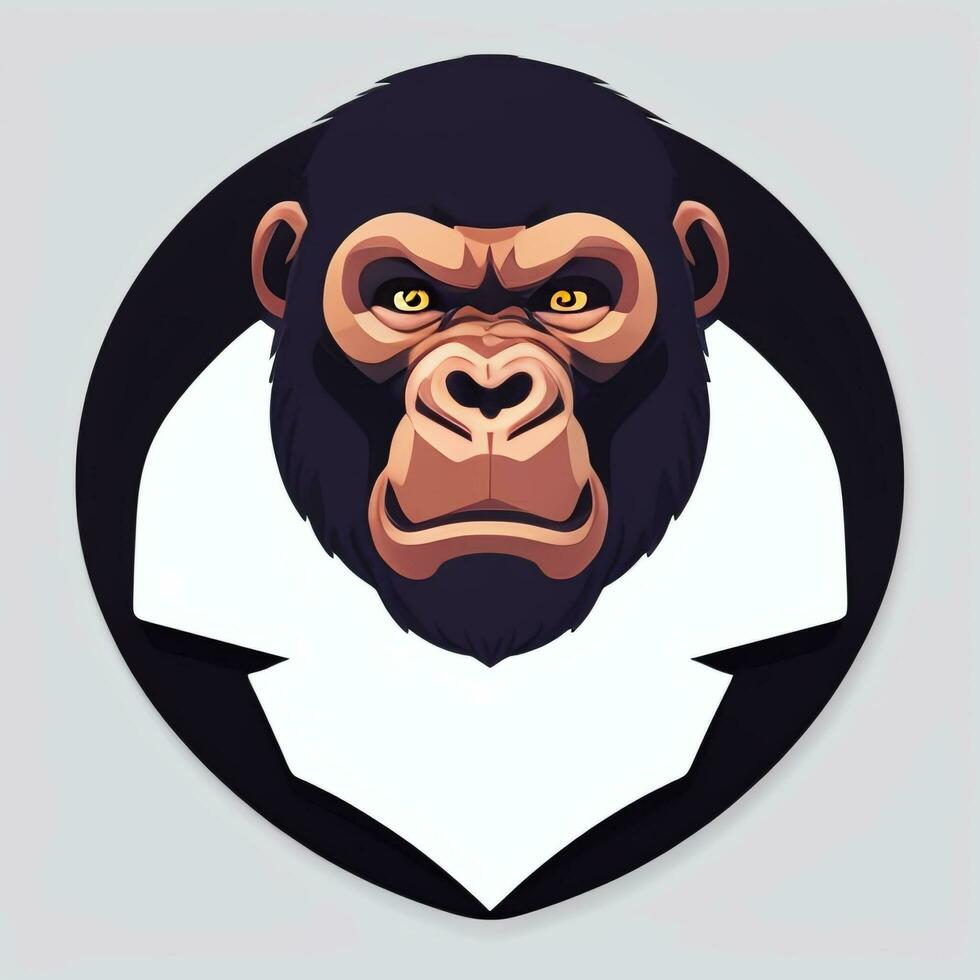 ai gerado gorila ícone avatar jogador grampo arte adesivo decoração simples fundo foto