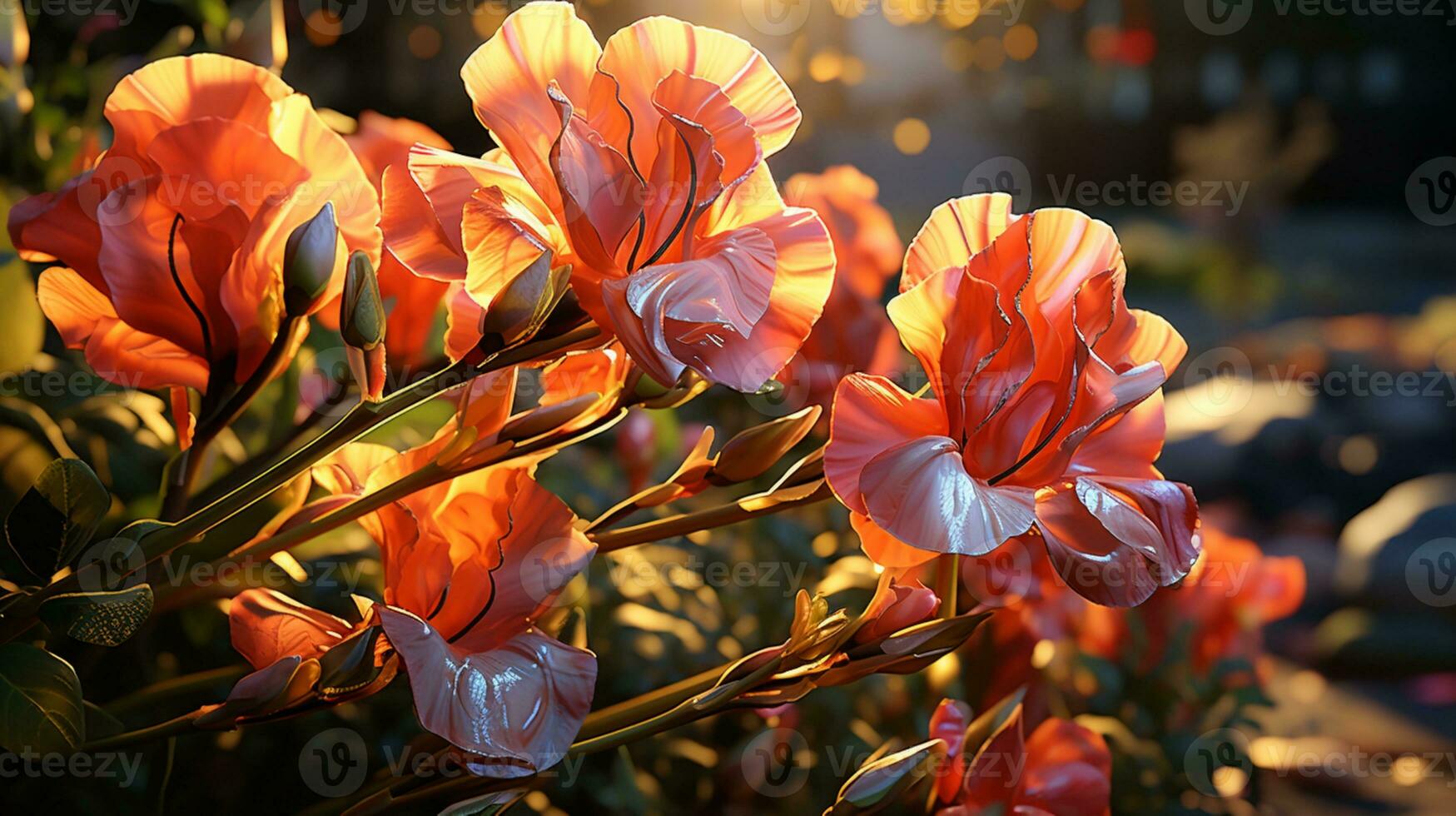 doce ervilha flor pôr do sol ou nascer do sol céu idílico em dourado horas ai gerado foto