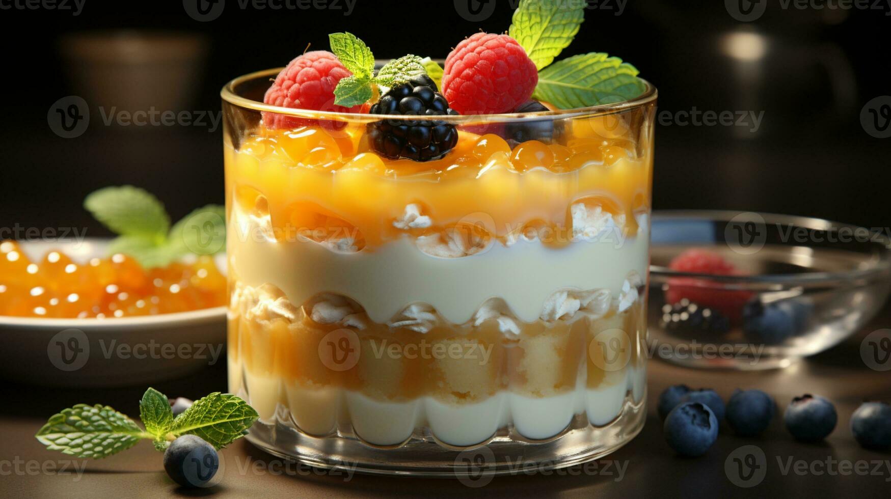 creme pudim sobremesa doce Comida lanche ai gerado foto