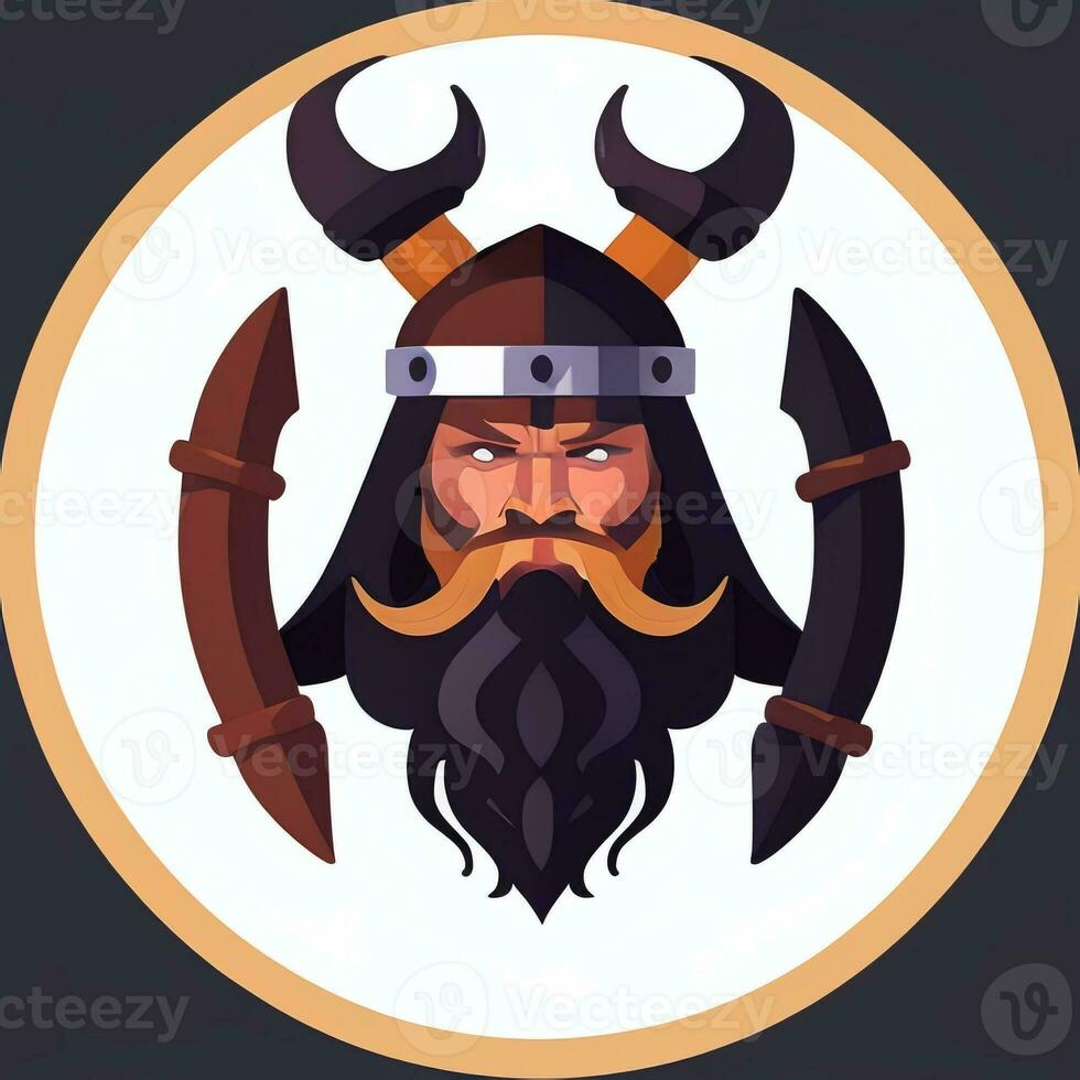 ai gerado viking jogador logotipo avatar grampo arte ícone adesivo decoração simples fundo foto