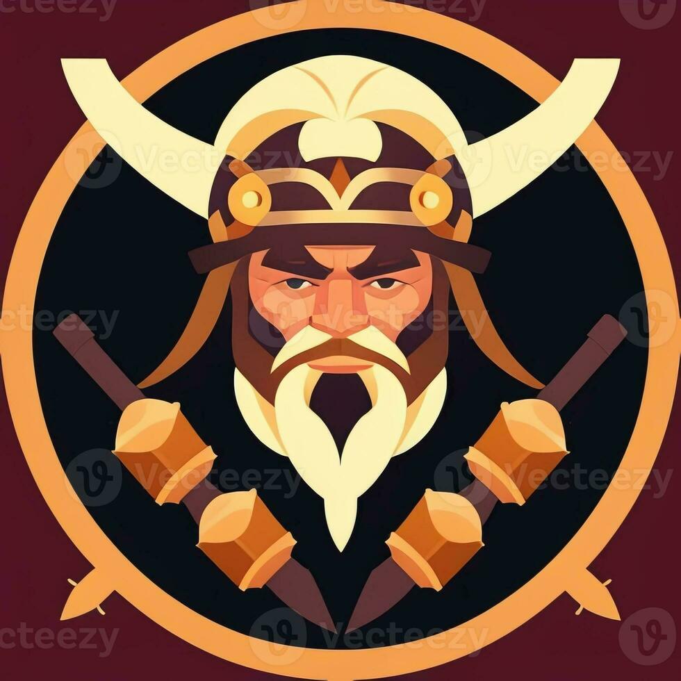 ai gerado viking jogador logotipo avatar grampo arte ícone adesivo decoração simples fundo foto