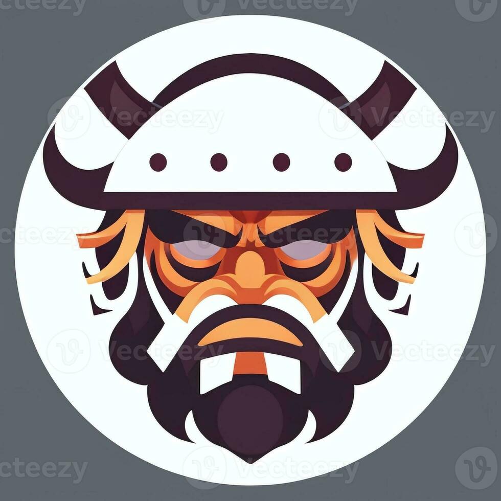 ai gerado viking jogador logotipo avatar grampo arte ícone adesivo decoração simples fundo foto