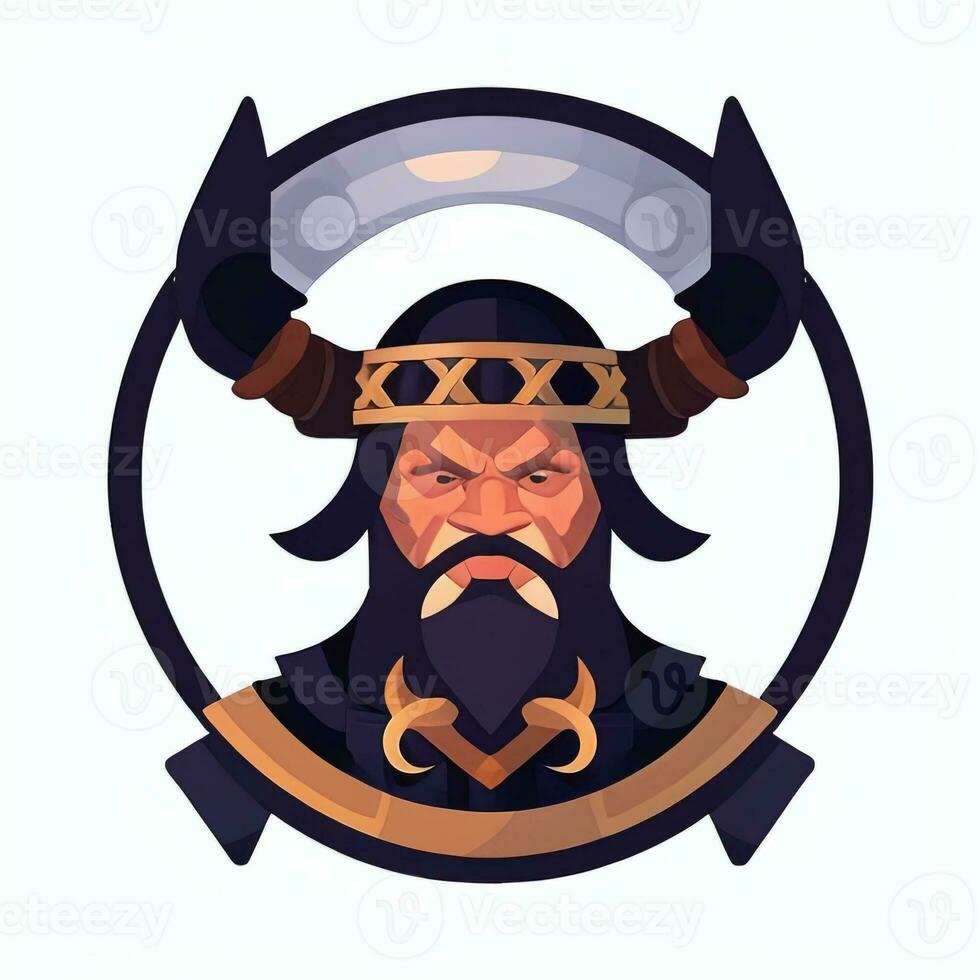 ai gerado viking jogador logotipo avatar grampo arte ícone adesivo decoração simples fundo foto