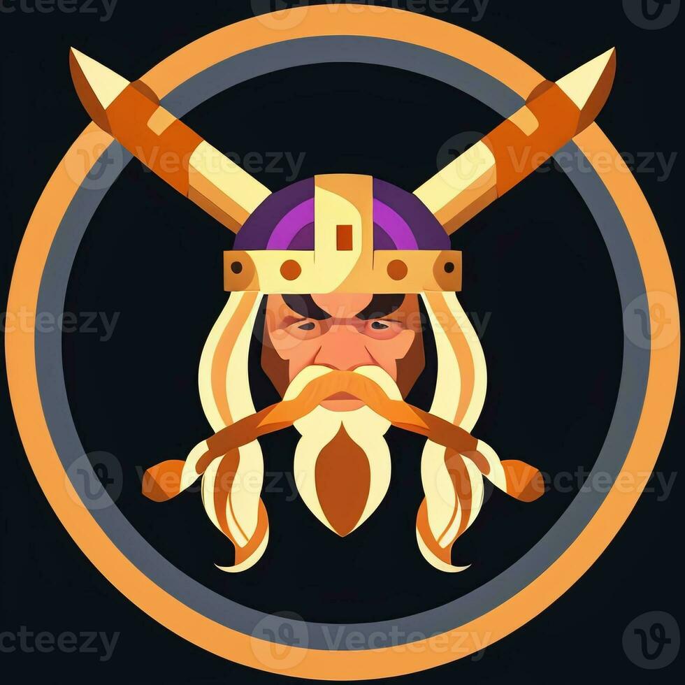 ai gerado viking jogador logotipo avatar grampo arte ícone adesivo decoração simples fundo foto