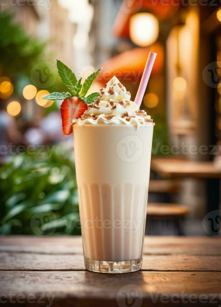 foto do a milkshake dentro a rua cafeteria ai gerado