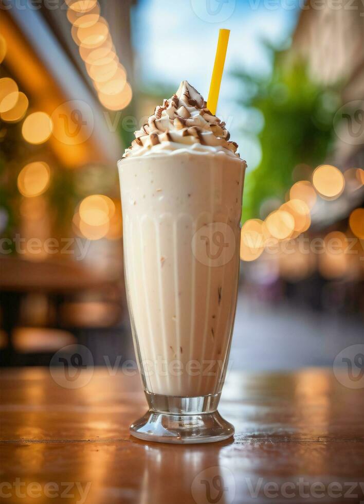 foto do a milkshake dentro a rua cafeteria ai gerado