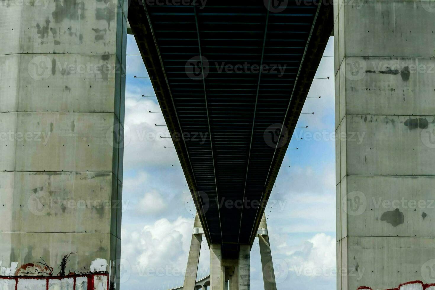 uma ponte com uma ampla concreto estrutura debaixo isto foto