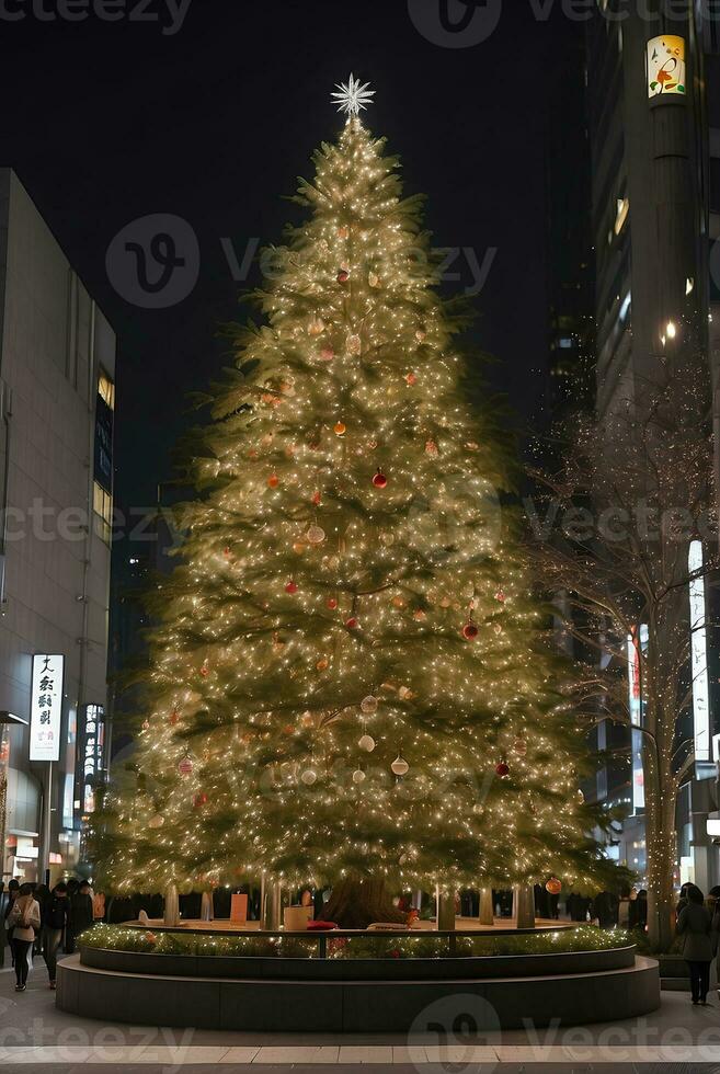 Natal árvore dentro Tóquio com lindo noite claro. foto