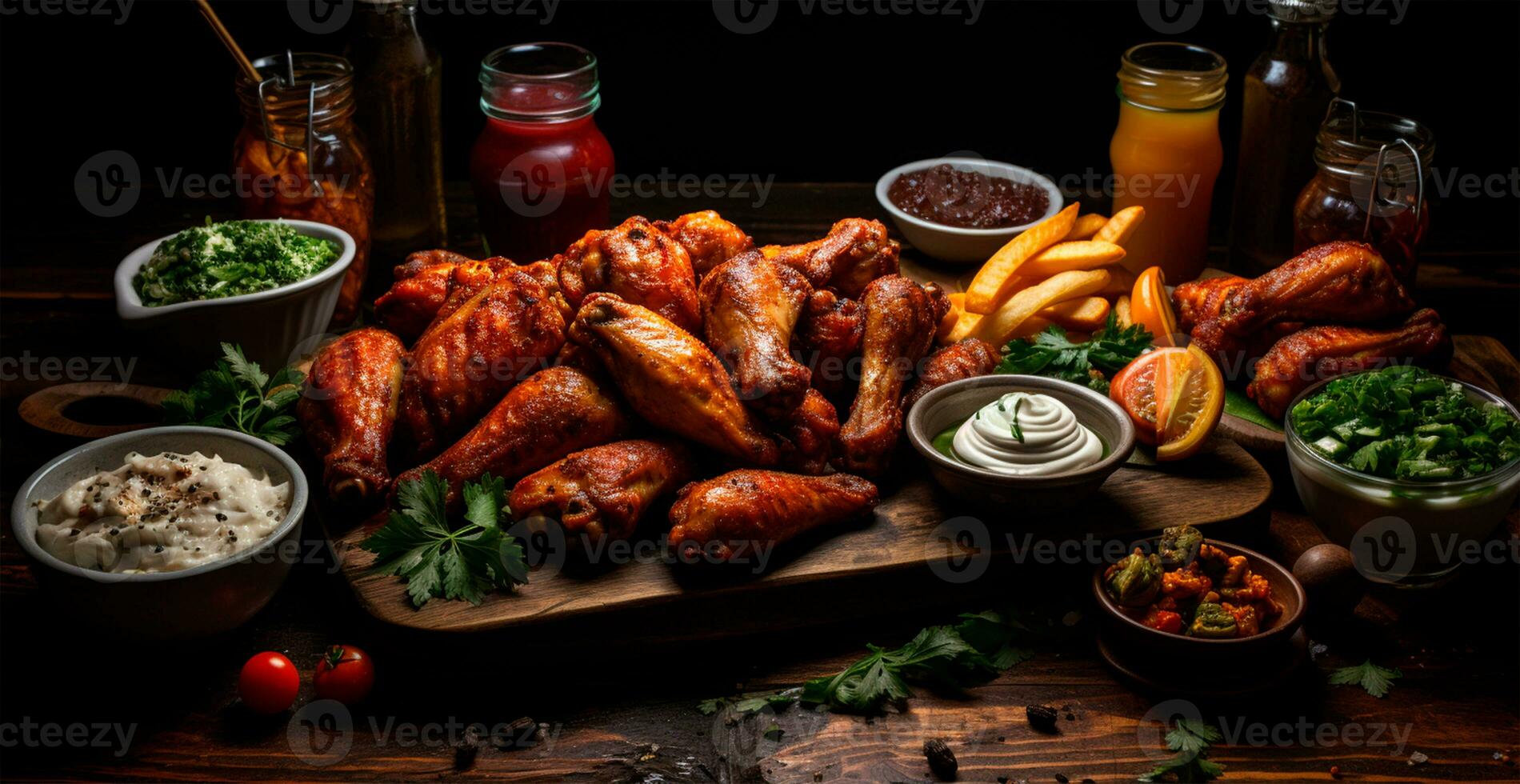 ai gerado frango asas com molho, delicioso velozes Comida - ai gerado imagem foto