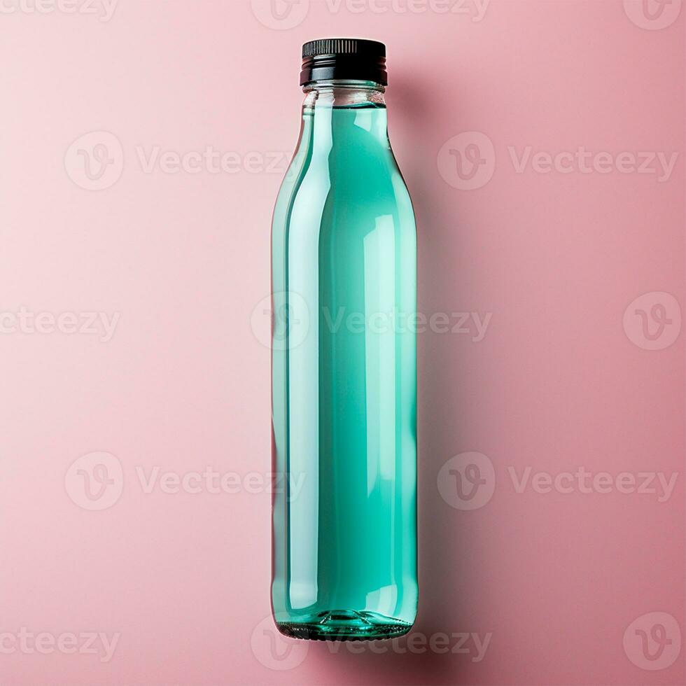 ai gerado vidro garrafa do água em a mesa, pastel isolado fundo - ai gerado imagem foto