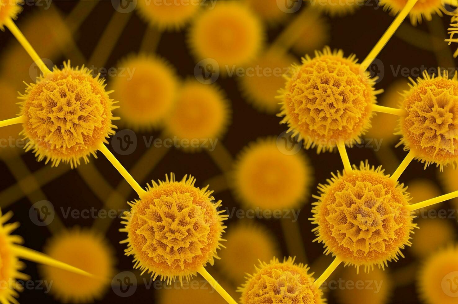 Ciência micro biologia conceito. amarelo corona vírus surto epidemia. ai gerado foto