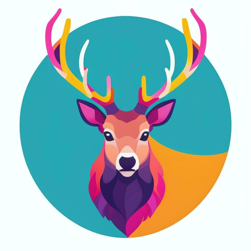 ai gerado veado chifre veado animal logotipo ícone adesivo decoração grampo arte simples fundo foto