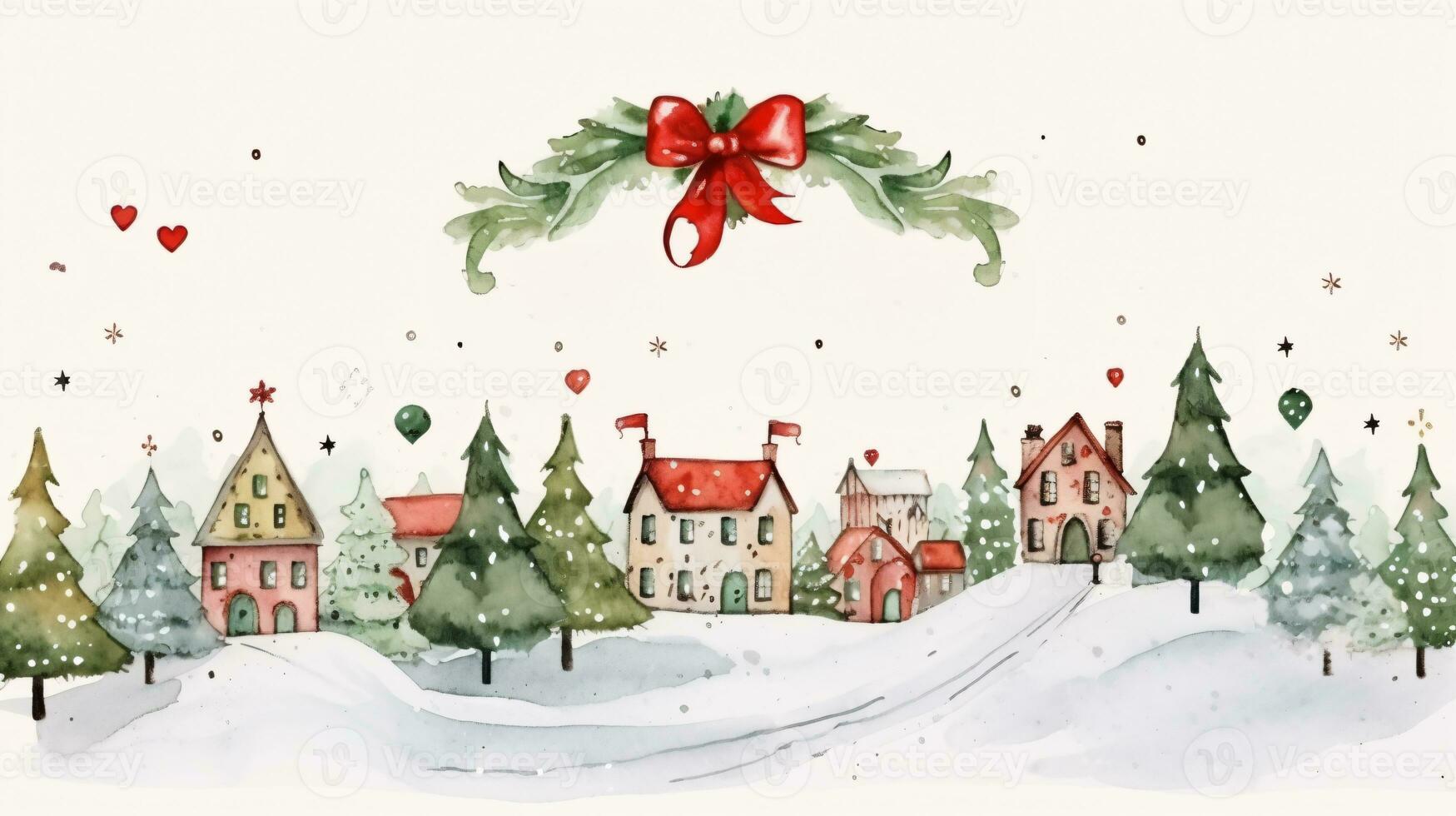 ai gerado pronto para usar Natal feriado mão desenhado estilo cartão postal, com feriado sentimentos, dentro a feriado espírito. foto