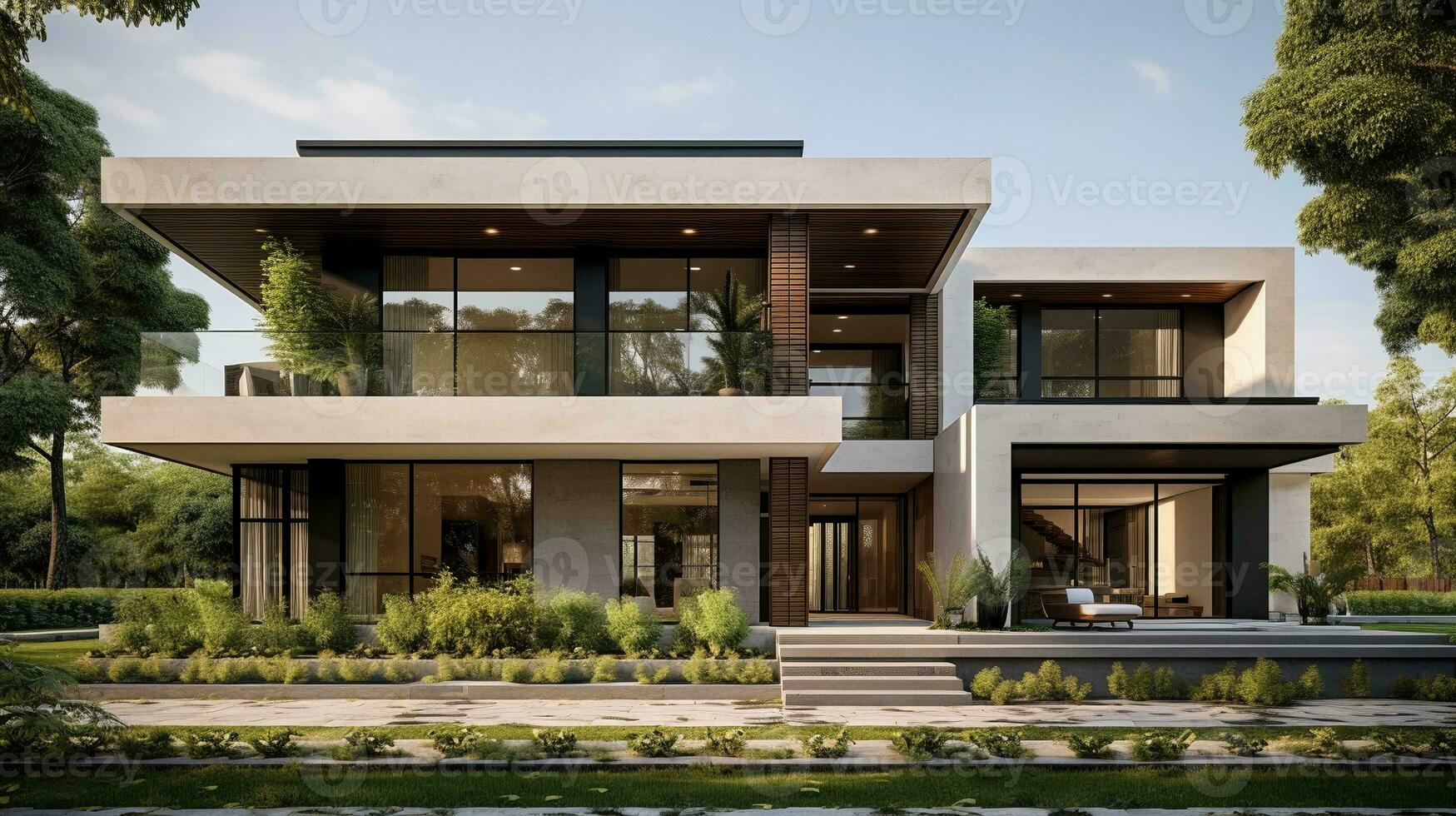 ai gerado villa elegante exterior fundição sombras ai gerado fundo imagem foto