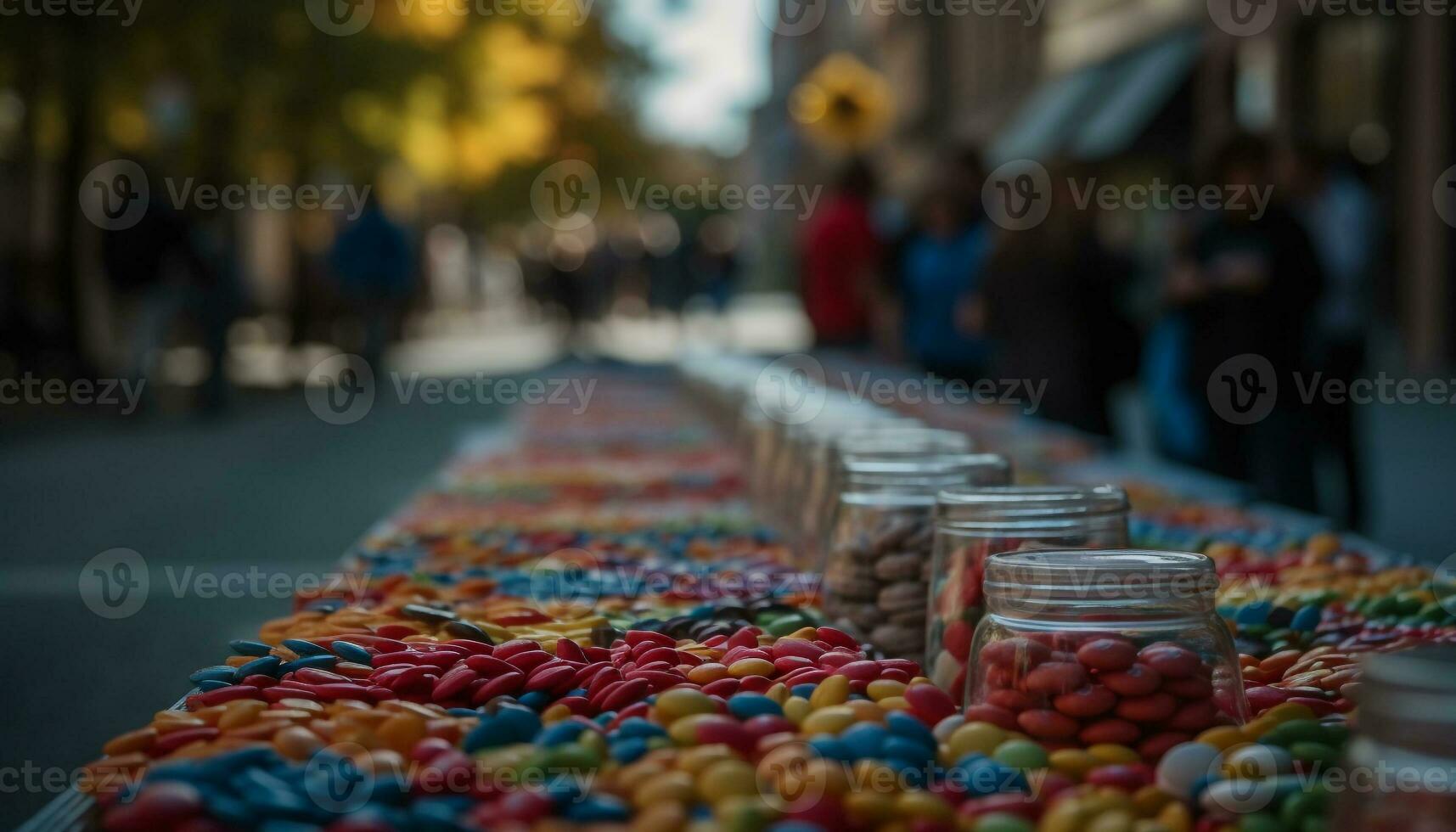 ai gerado ao ar livre mercado fornecedor vendendo fresco multi colori frutas gerado de ai foto