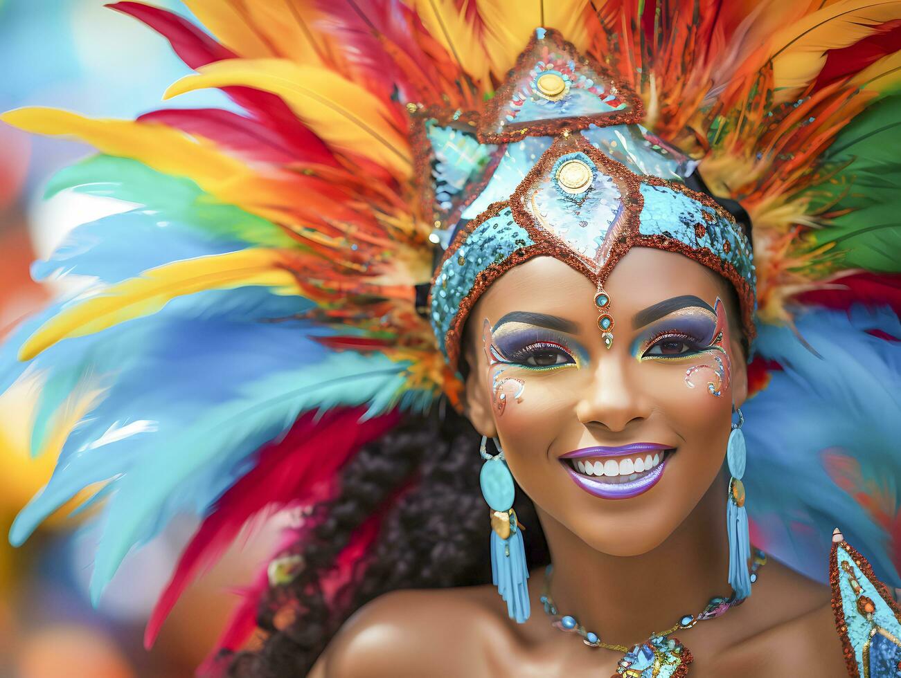 pessoas desfrutando rua carnaval festival, amigos rindo ao ar livre dentro figurinos. Nada Colina carnaval artista. ai gerado foto