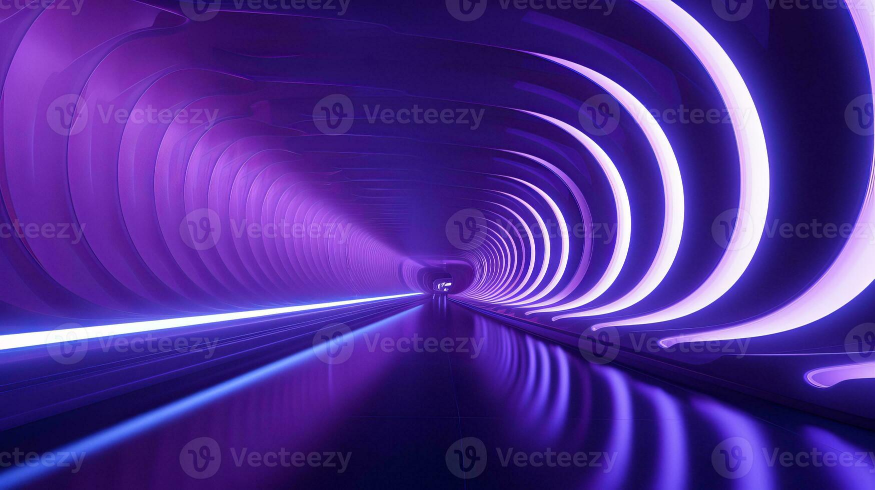 ai gerado esvaziar roxa túnel. tecnologia futurista fundo. foto