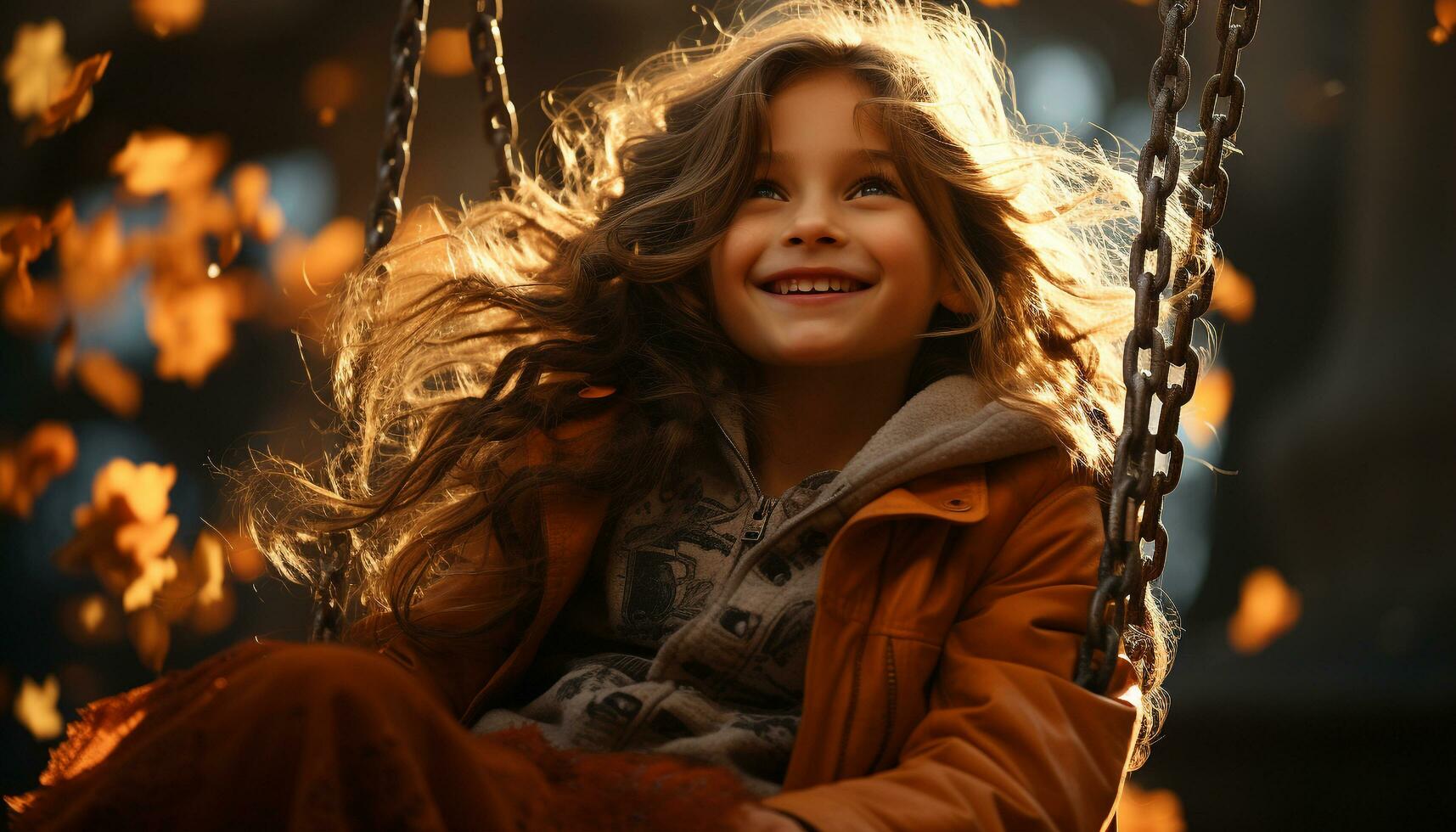 ai gerado sorridente criança ao ar livre, felicidade dentro natureza, verão alegre infância gerado de ai foto