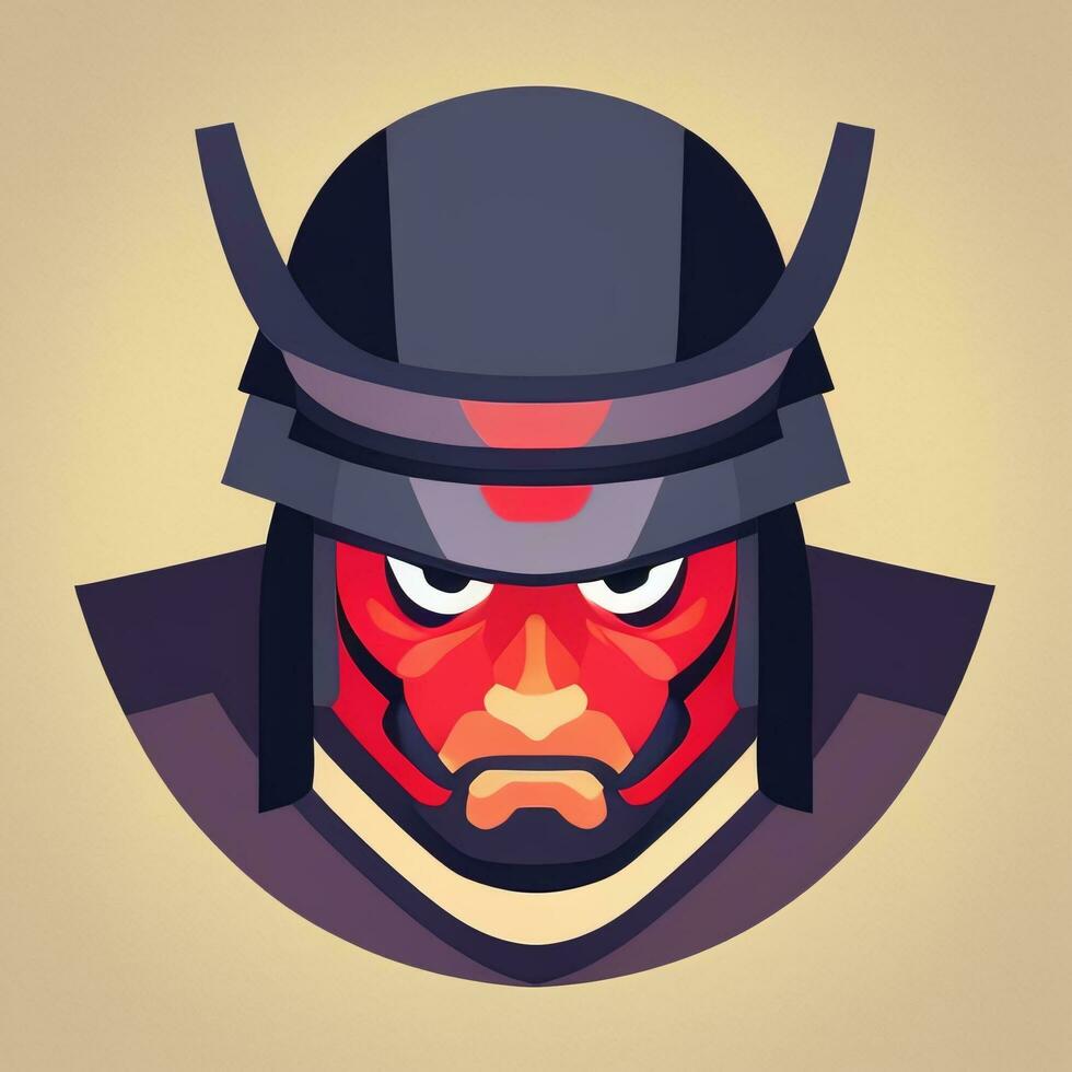 ai gerado samurai ícone avatar jogador grampo arte adesivo decoração simples fundo foto