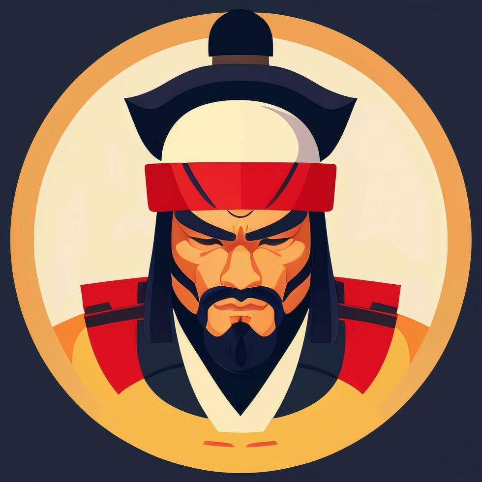 ai gerado samurai ícone avatar jogador grampo arte adesivo decoração simples fundo foto