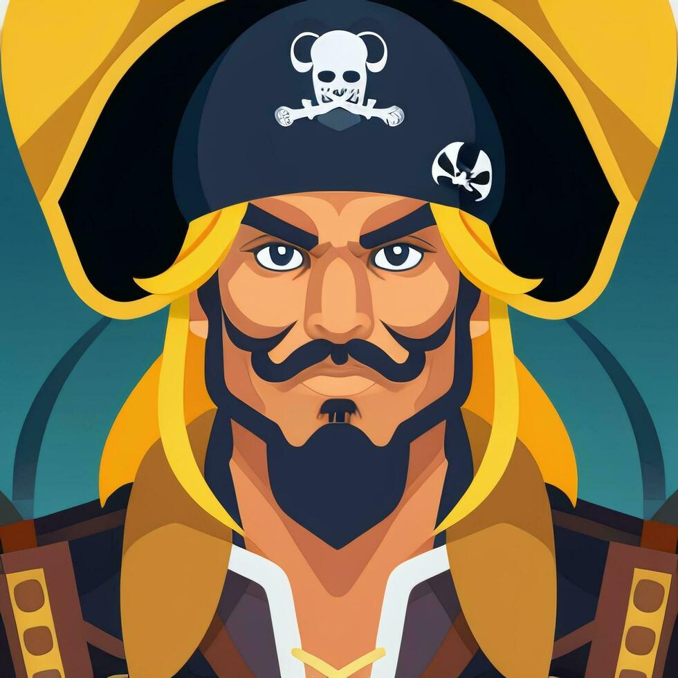 ai gerado pirata ícone avatar jogador grampo arte adesivo decoração simples fundo foto