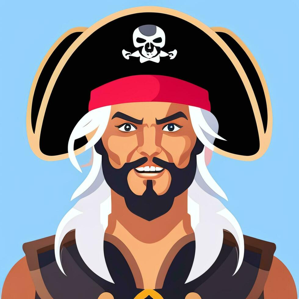 ai gerado pirata ícone avatar jogador grampo arte adesivo decoração simples fundo foto