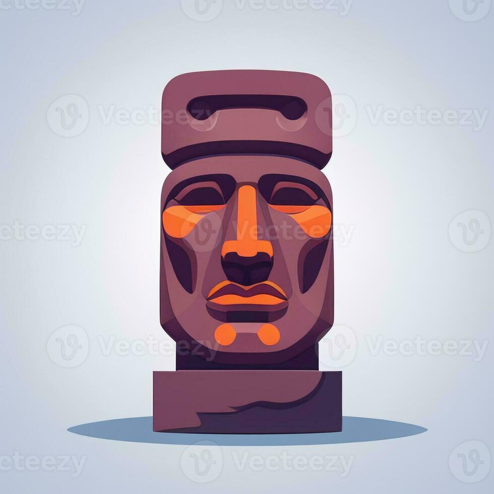 ai gerado moai estátua pedra cabeça avatar jogador grampo arte adesivo decoração simples fundo cultural foto