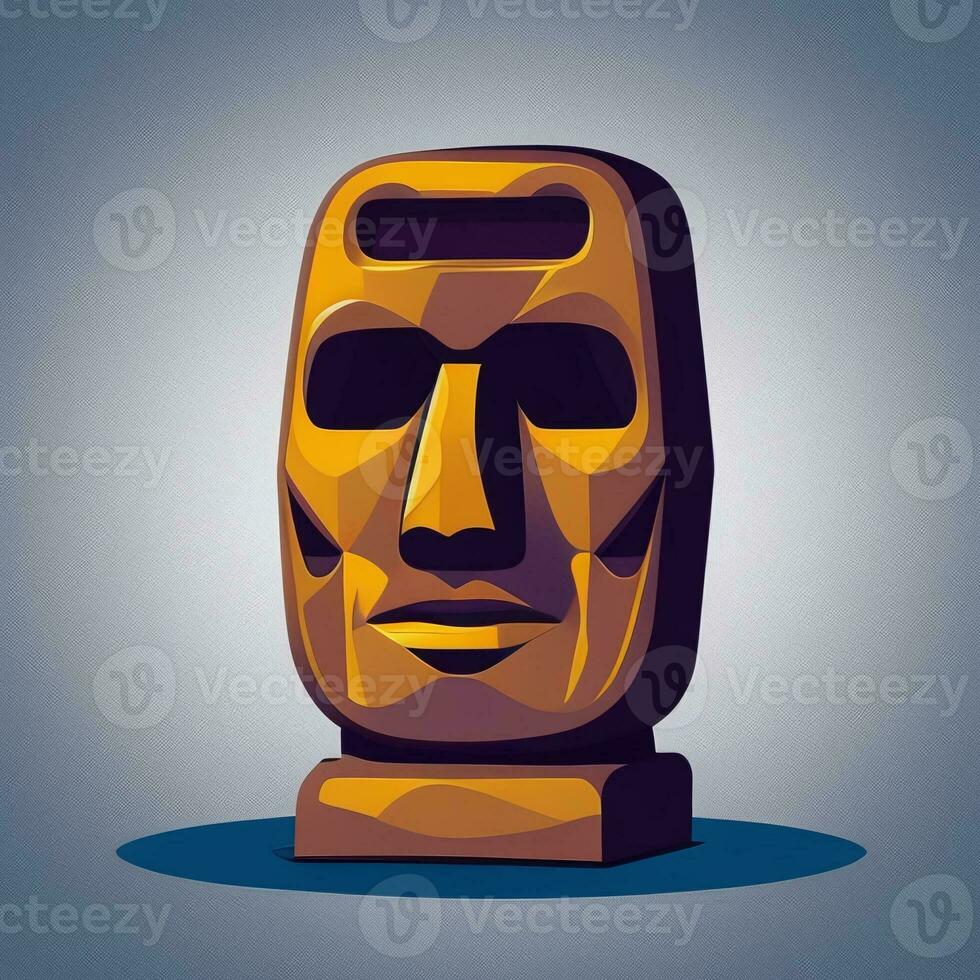 ai gerado moai estátua pedra cabeça avatar jogador grampo arte adesivo decoração simples fundo cultural foto