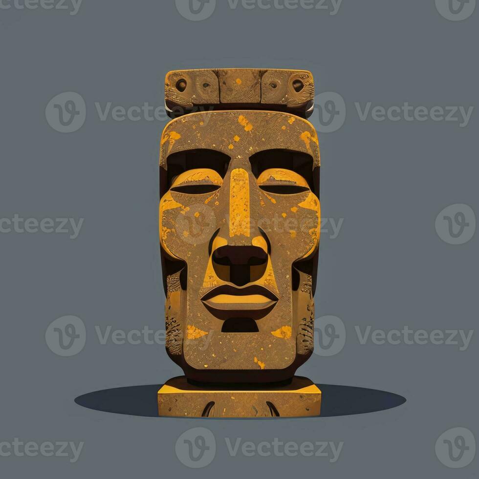 ai gerado moai estátua pedra cabeça avatar jogador grampo arte adesivo decoração simples fundo cultural foto