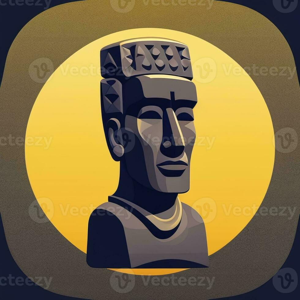 ai gerado moai estátua pedra cabeça avatar jogador grampo arte adesivo decoração simples fundo cultural foto