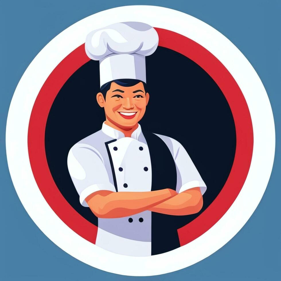 ai gerado chefe de cozinha cozinhar avatar ícone grampo arte adesivo decoração simples fundo foto